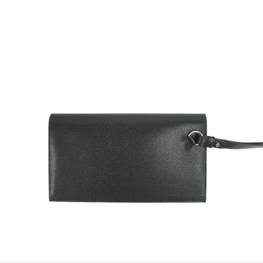 Hermes Kelly Pocket Long Wallet Black Chevre PHW