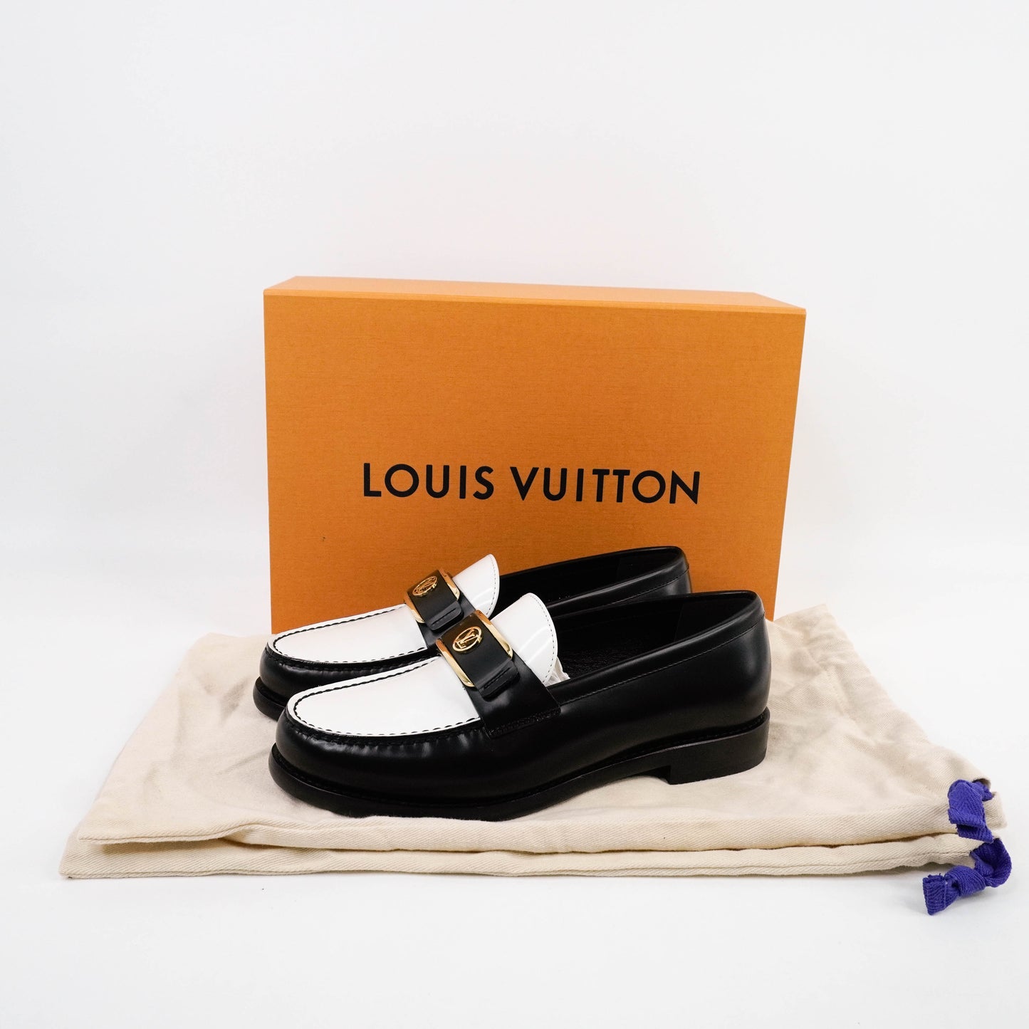 Louis Vuitton Academy Loafers Black White 36