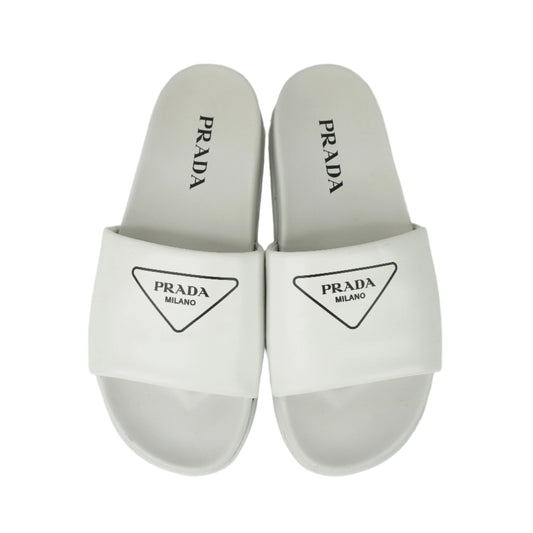 Prada Sandals White Logo Print 38