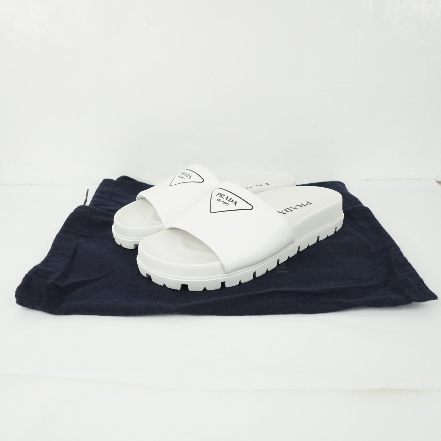 Prada Sandals White Logo Print 38