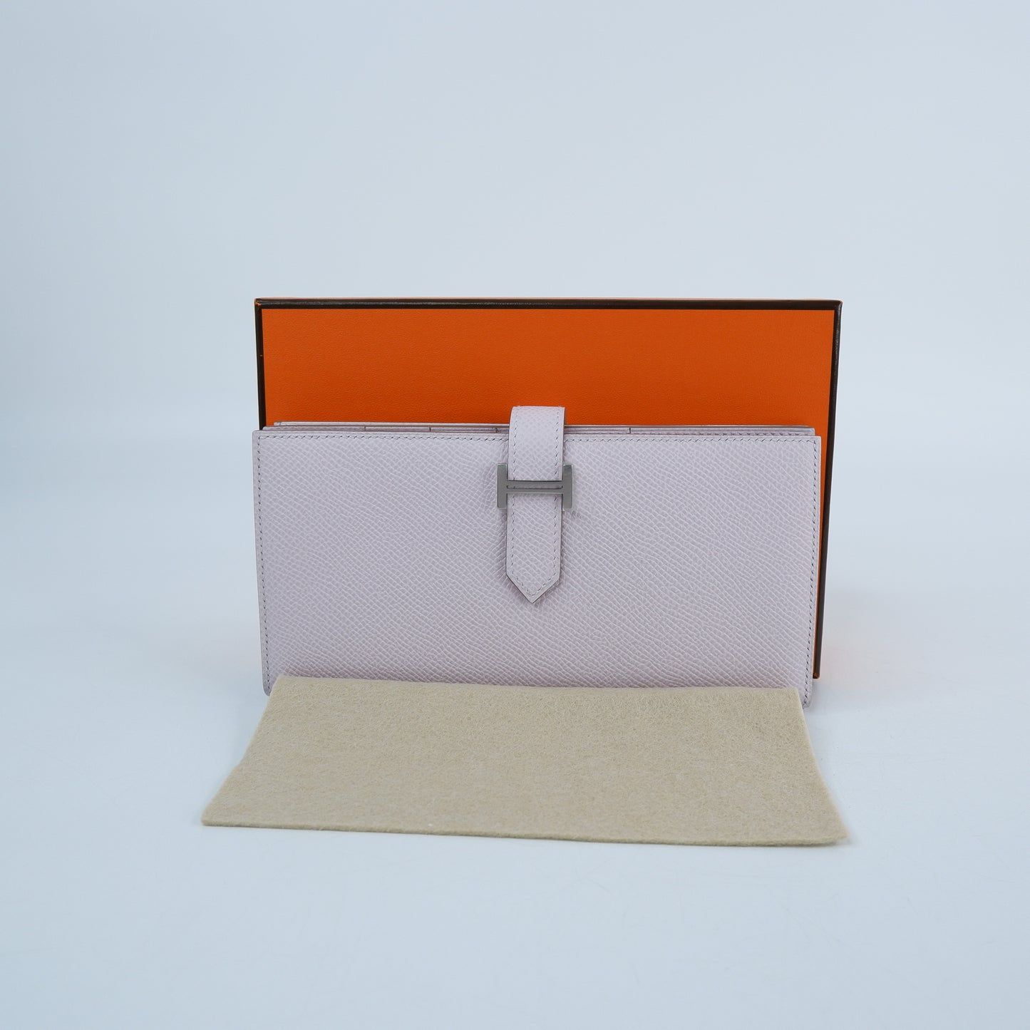 Hermes Bearn Wallet Mauve Pale PHW Epsom