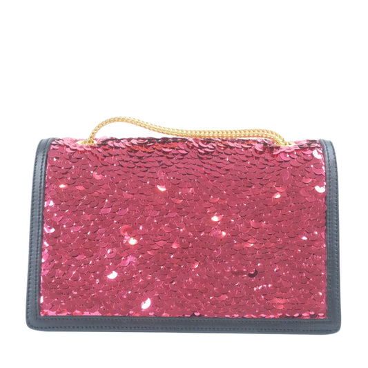 Saint Laurent Flap Bag Red Black Sequin