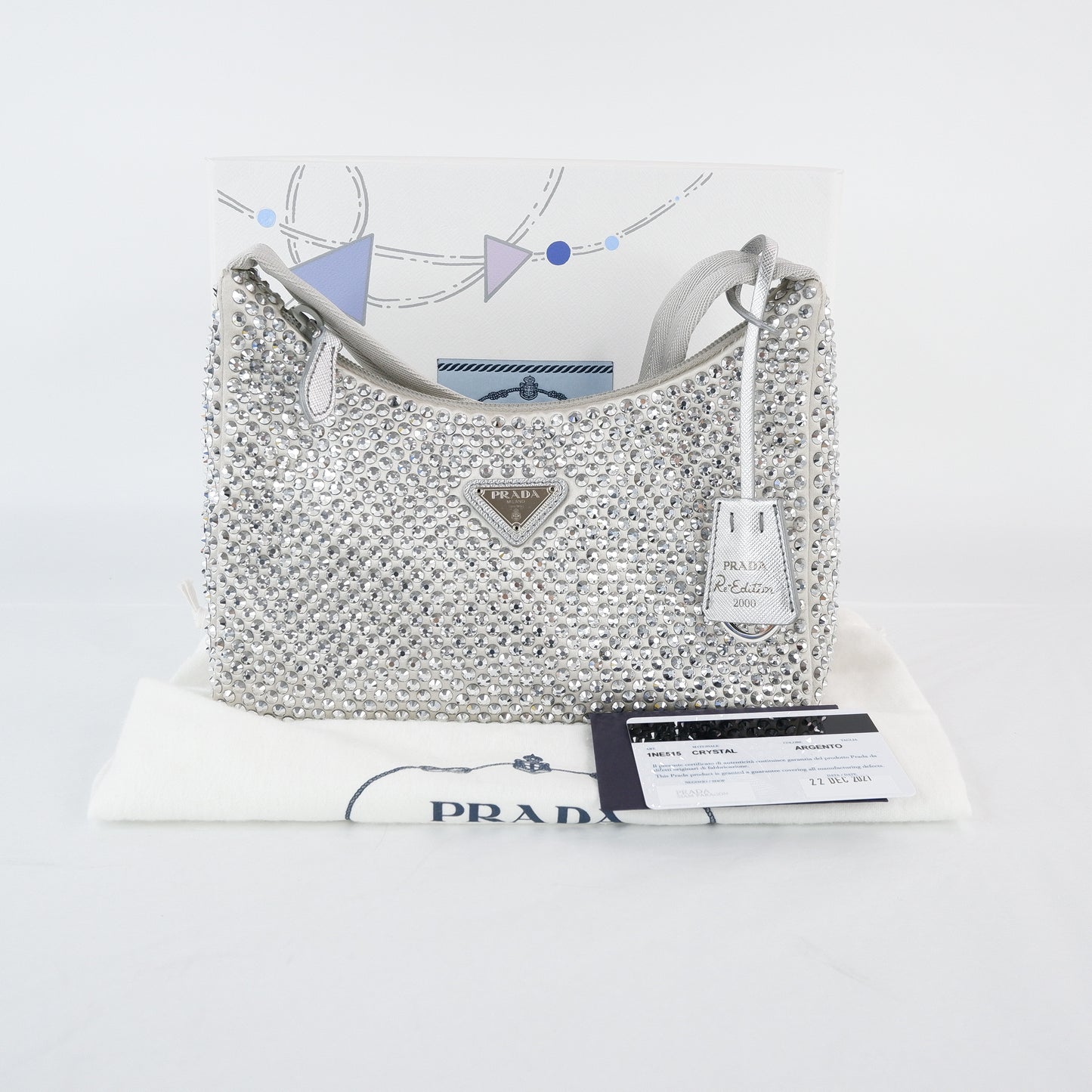 Prada Re-Edition Silver Argento Crystal