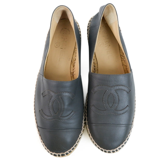 Chanel Espadrille Grey Leather