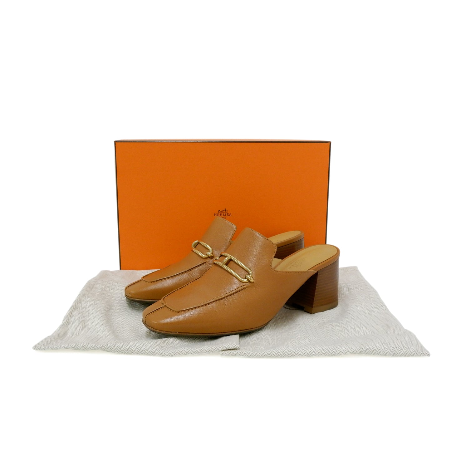 Hermes Mule Femme Gisele 60 Naturel Chevre GHW