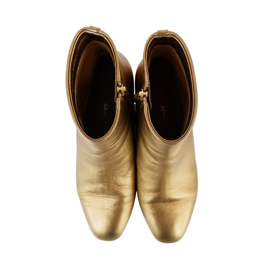 Ferragamo Ankle Boots Gold 6.5
