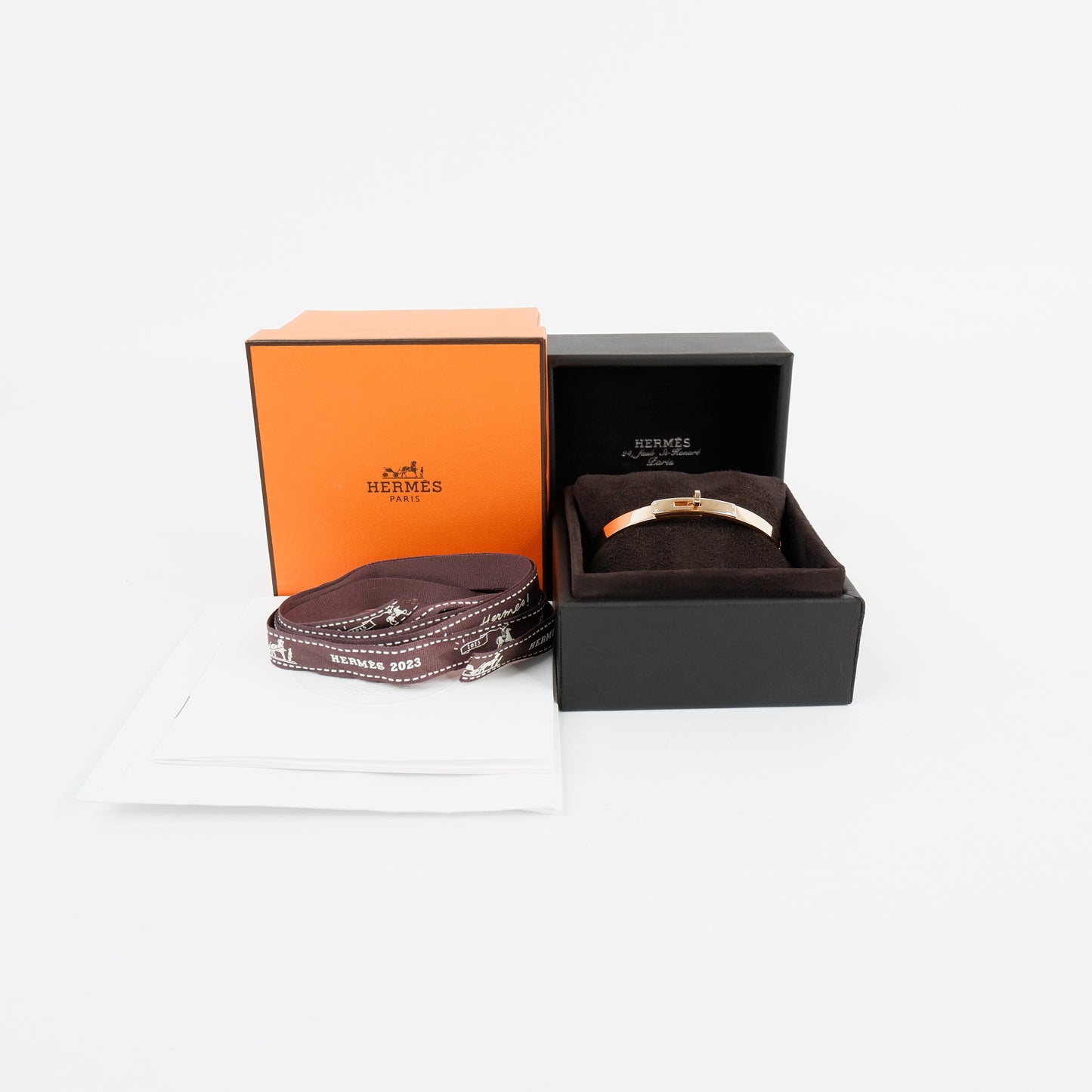 Hermes Kelly Bracelet Rose Gold 4 Diamonds