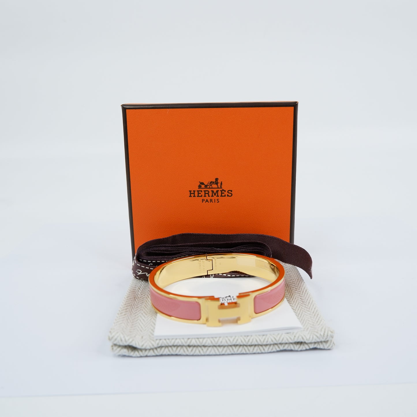 Hermes Clic H Bracelet Papaye Pink GHW
