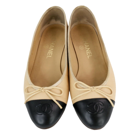 Chanel Ballerina Flats Beige Black