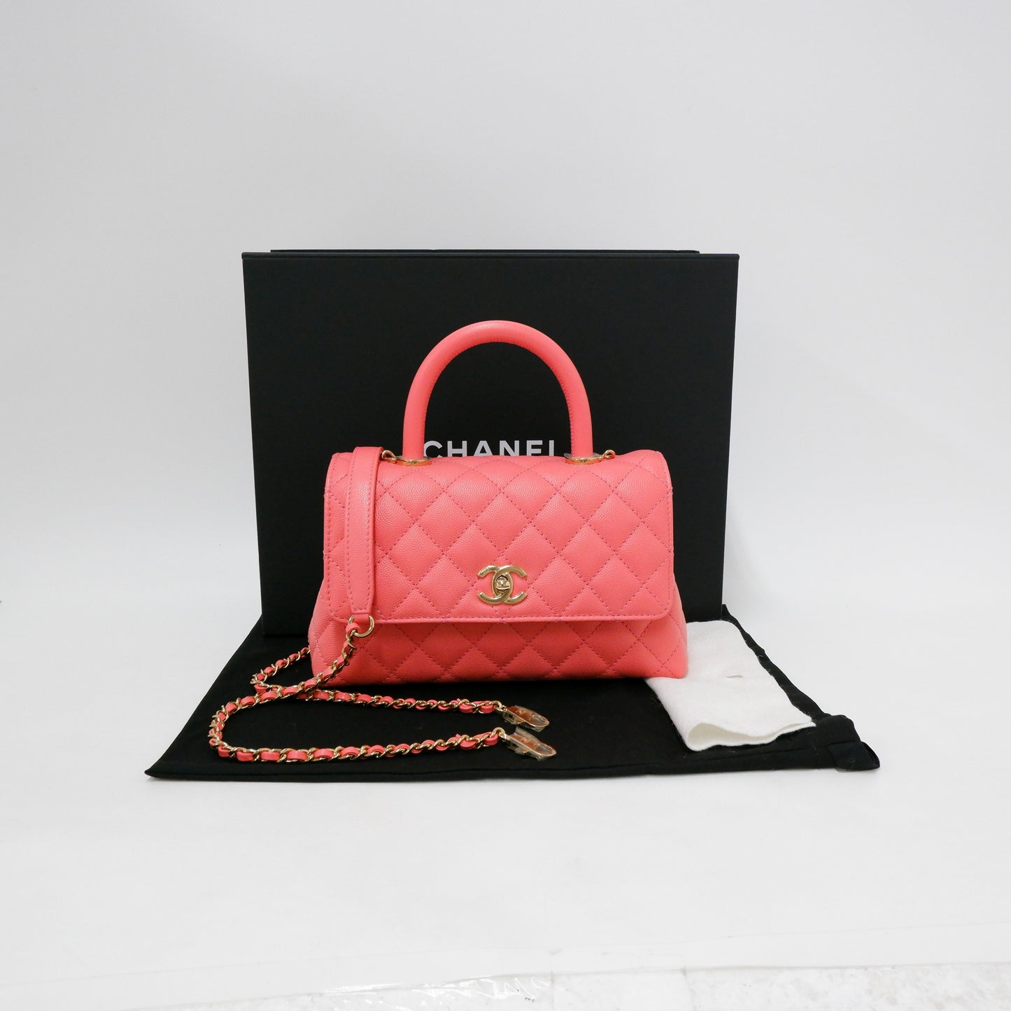 Chanel Coco Handle 9.5 Coral Pink Caviar