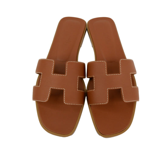 Hermes Oran Sandals Gold 37.5