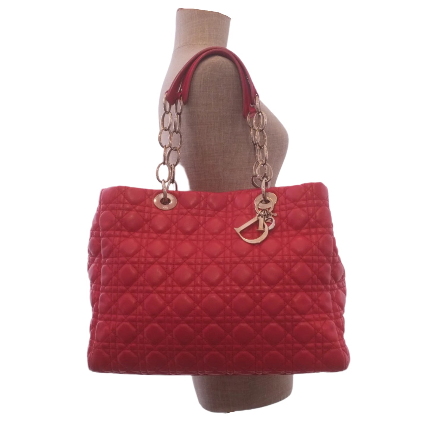 Christian Dior Cannage Tote Red