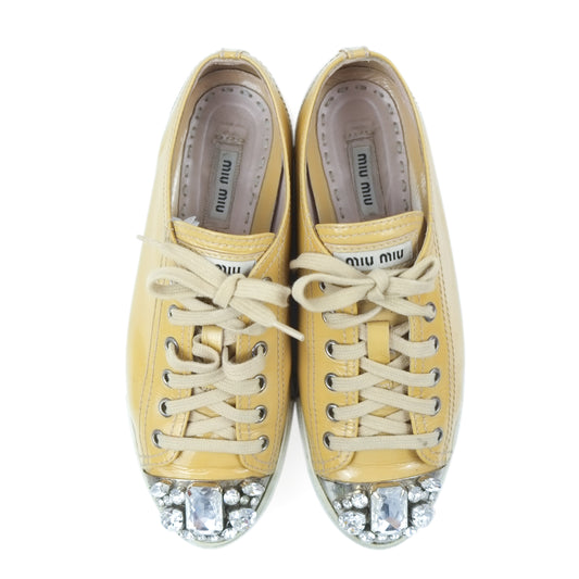 Miu Miu Sneakers Patent Yellow Crystal