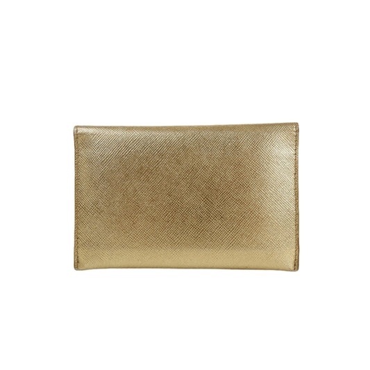 Prada Card Holder Saffiano Gold