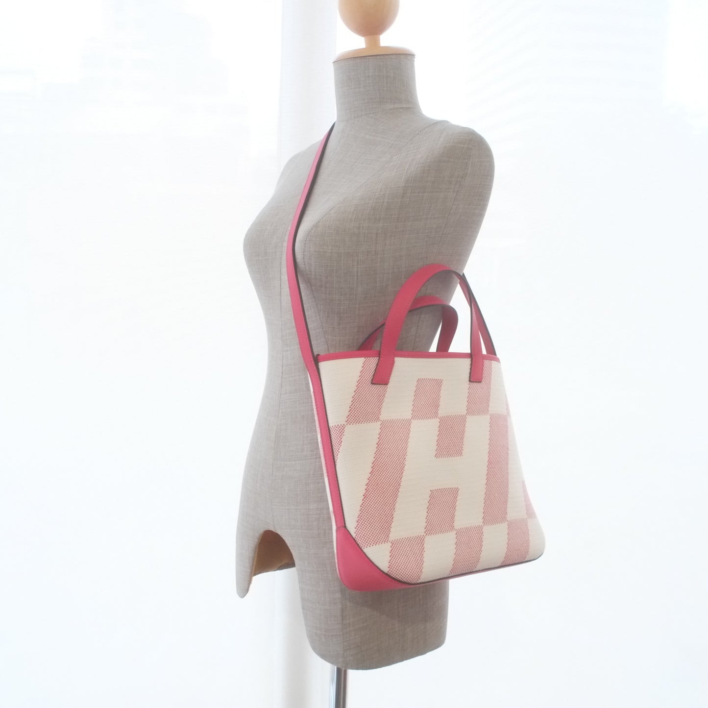 Hermes Cabas H En Biais 27 Framboise Pink