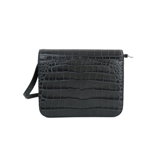 Balenciaga B Flap Bag Croc Print Grey