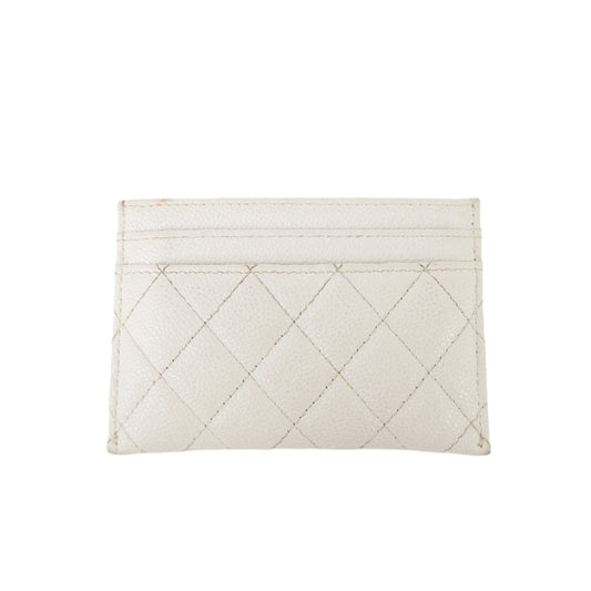 Chanel Boy Card Holder White Caviar GHW