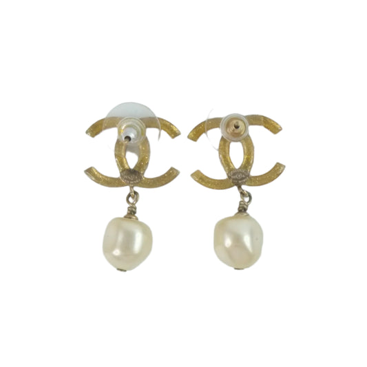 Chanel Earrings CC Pearl Drop