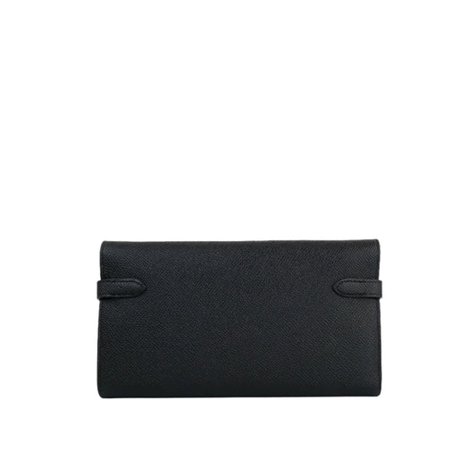 Hermes Kelly Long Wallet Black PHW