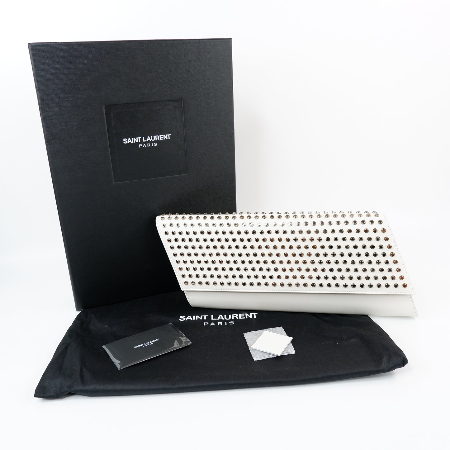 Saint Laurent Clutch Stud White