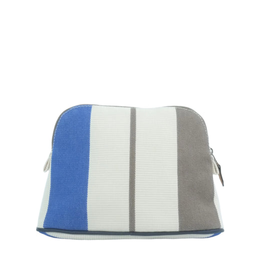 Hermes Bolide Pouch Canvas Grey Blue