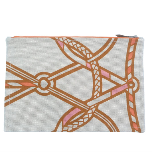 Hermes Tressages Marins Pouch Case Canvas Orange