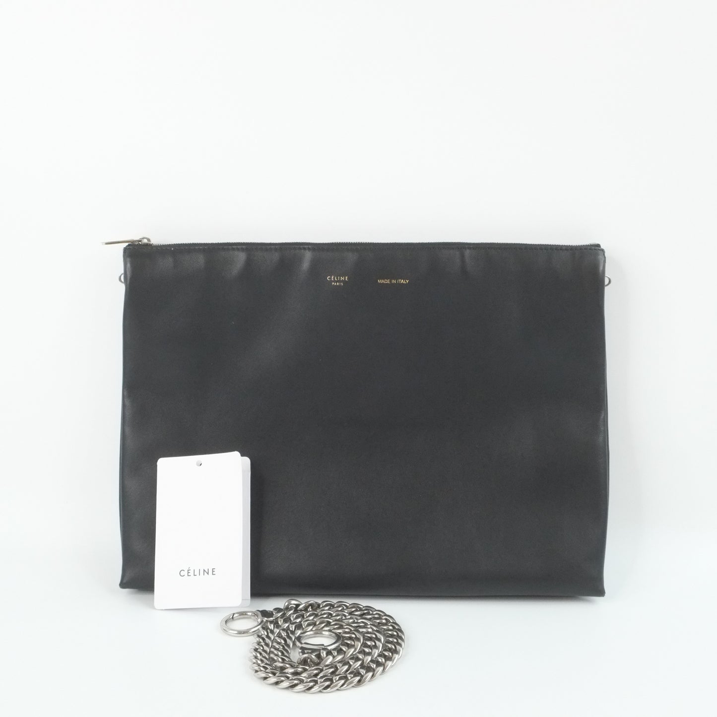 Celine Trio Shoulder Bag Black with Chain
