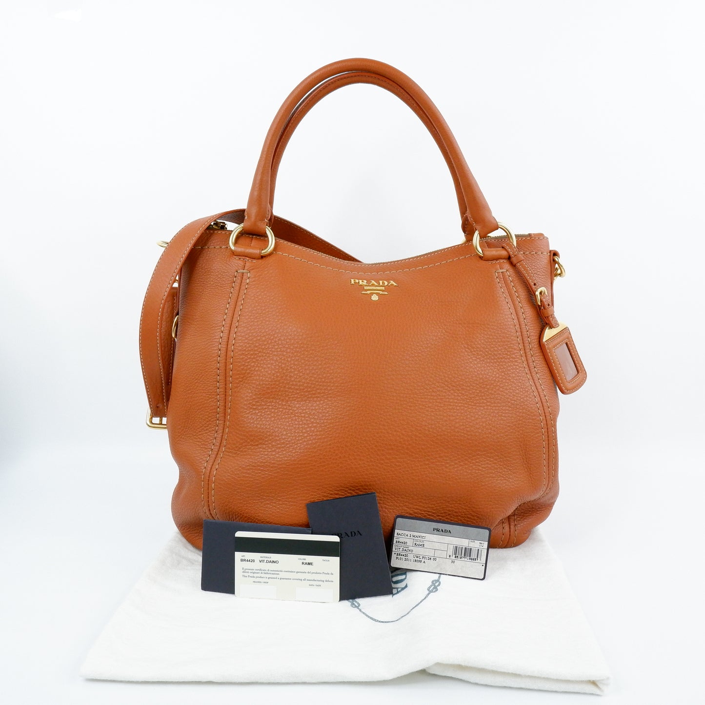 Prada Tote Zip Vit Diano Rame