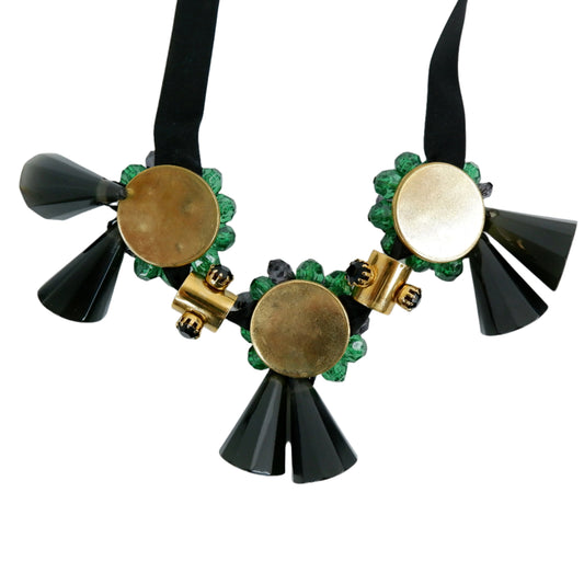 Marni Necklace Black Green Canvas Strap