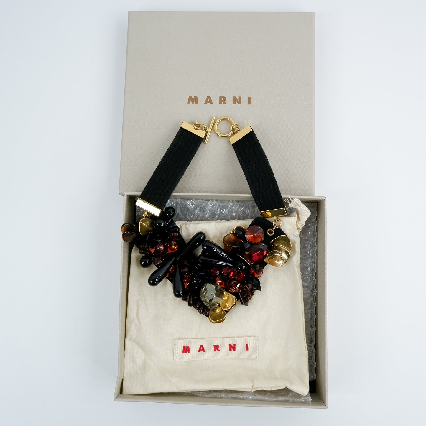 Marni Necklace Crystal Acrylic Canvas Strap