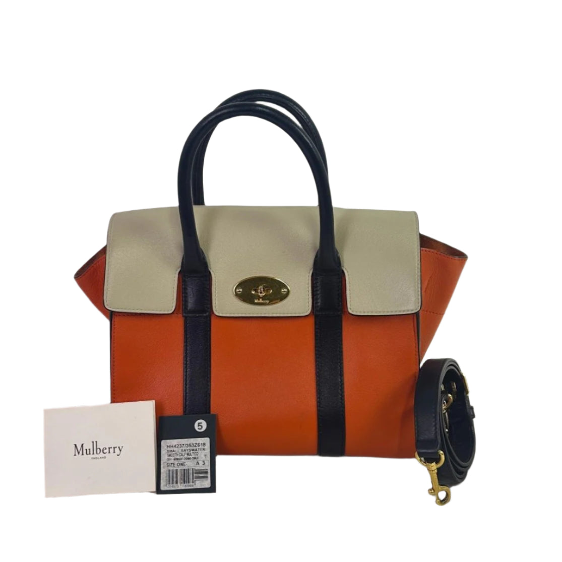 Mulberry Bayswater Small Midnight/Orange/Chalk