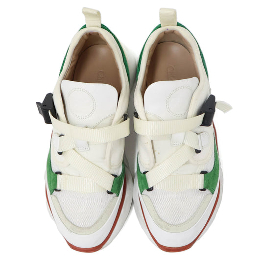 Chloe Sneakers White Suede Green & Red