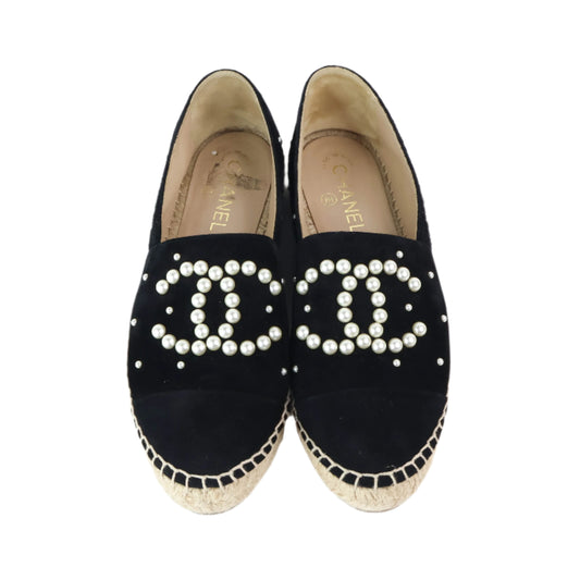 Chanel Espadrille Suede Black Pearl 39