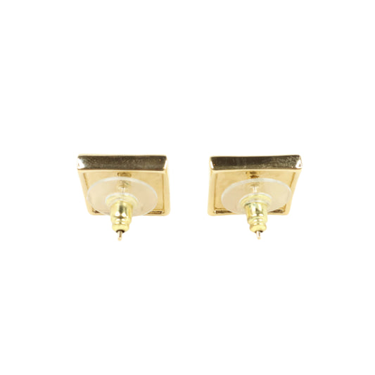 Chanel Earrings CC in Square Black Gold