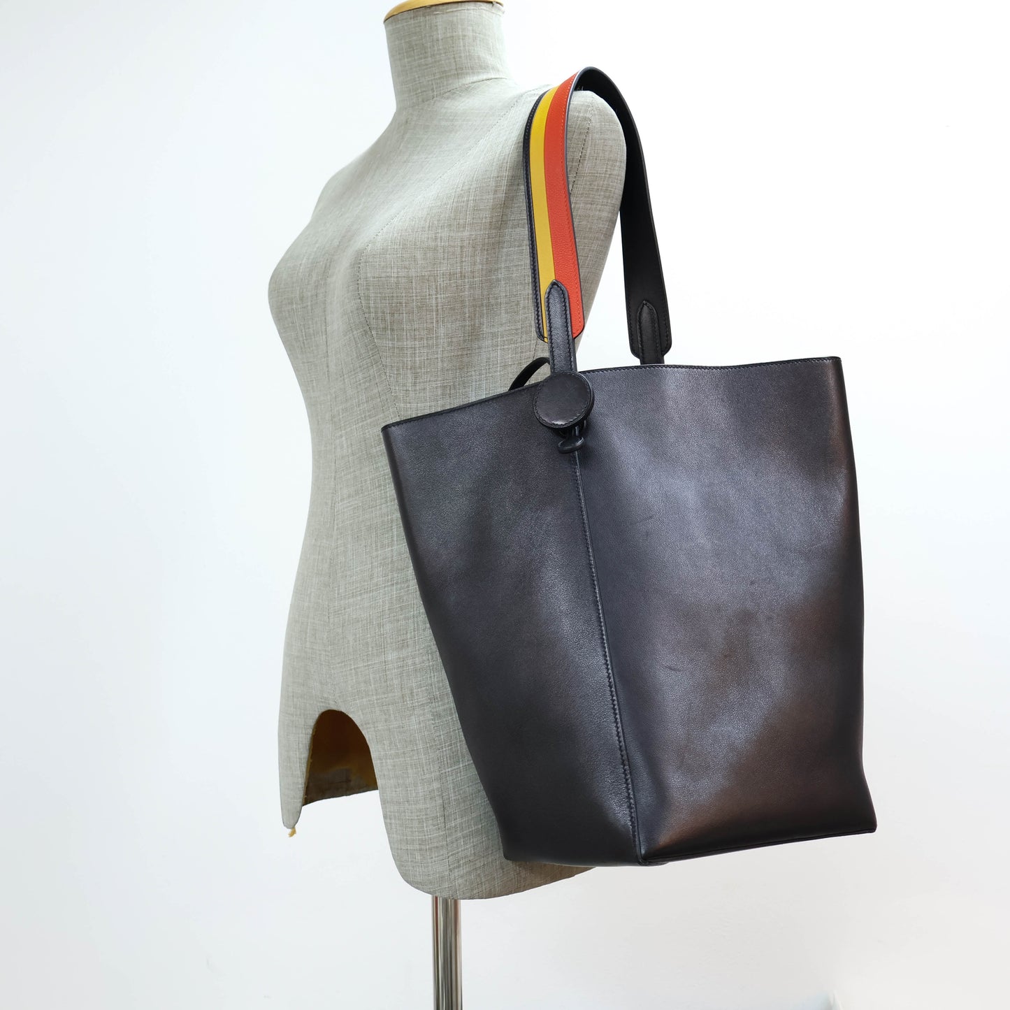 Hermes Licol 19 Evercolor Swift Black Bleu Indigo/Ambre/Capucine