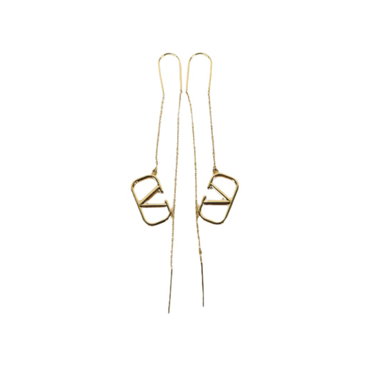 Valentino Earrings Gold Logo Long Chain