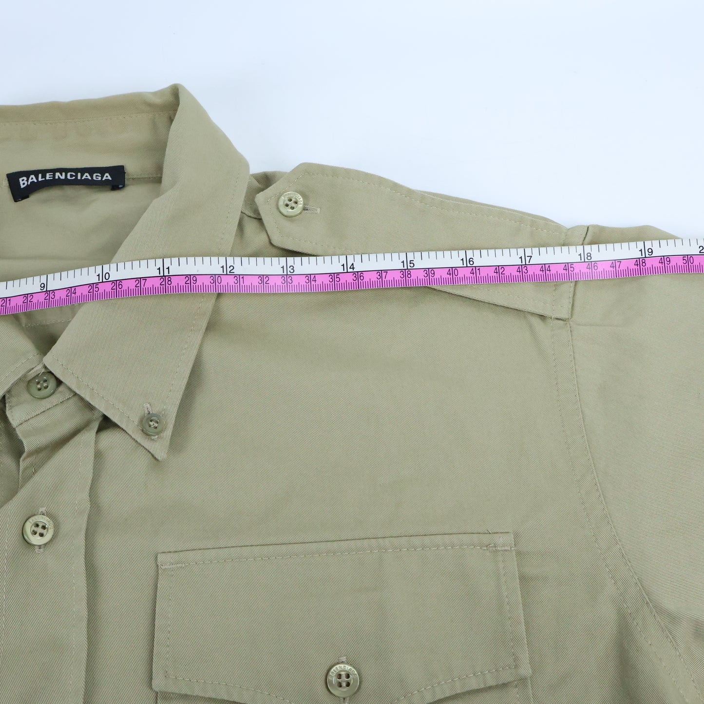 Balenciaga Shirt Short Sleeve Khaki Cotton