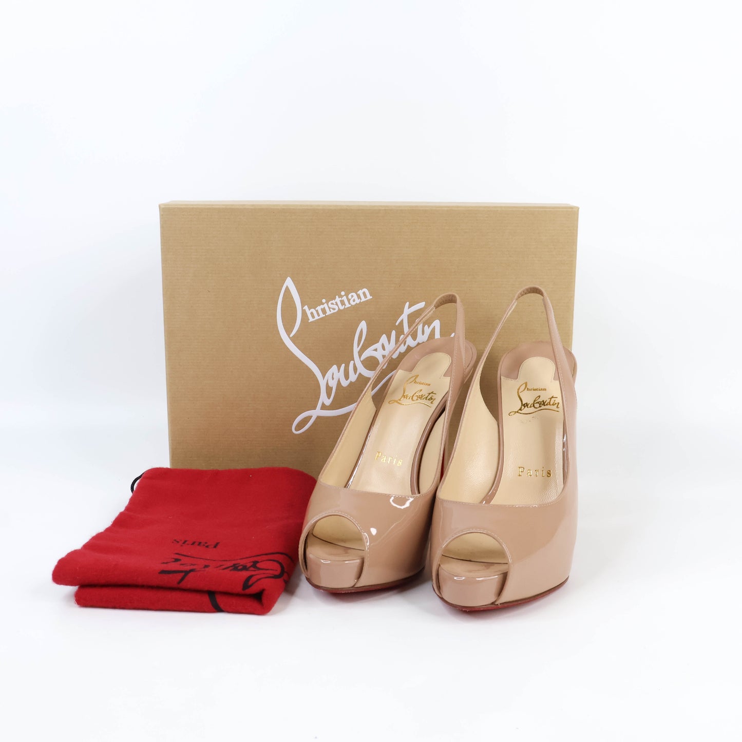 Christian Louboutin Sling Back Patent Nude 36