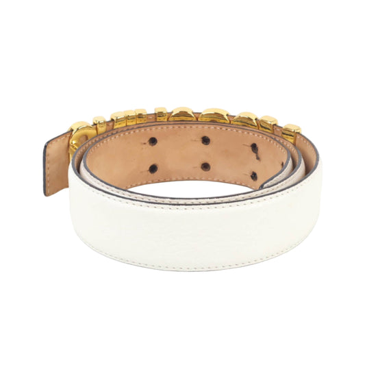 Moschino Belt Leather White Buckle Gold
