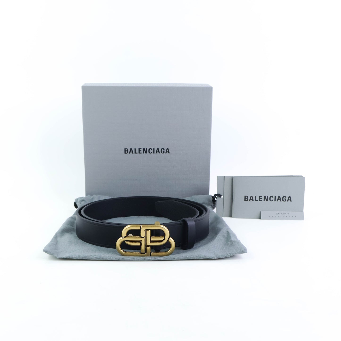 Balenciaga Belt Black BB Gold