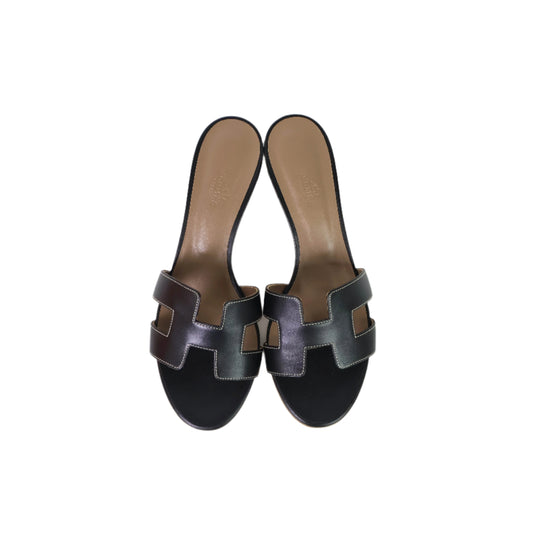 Hermes Oasis Sandals Black 38.5