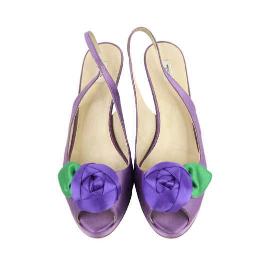 Prada Heels Satin Purple Rose 38.5