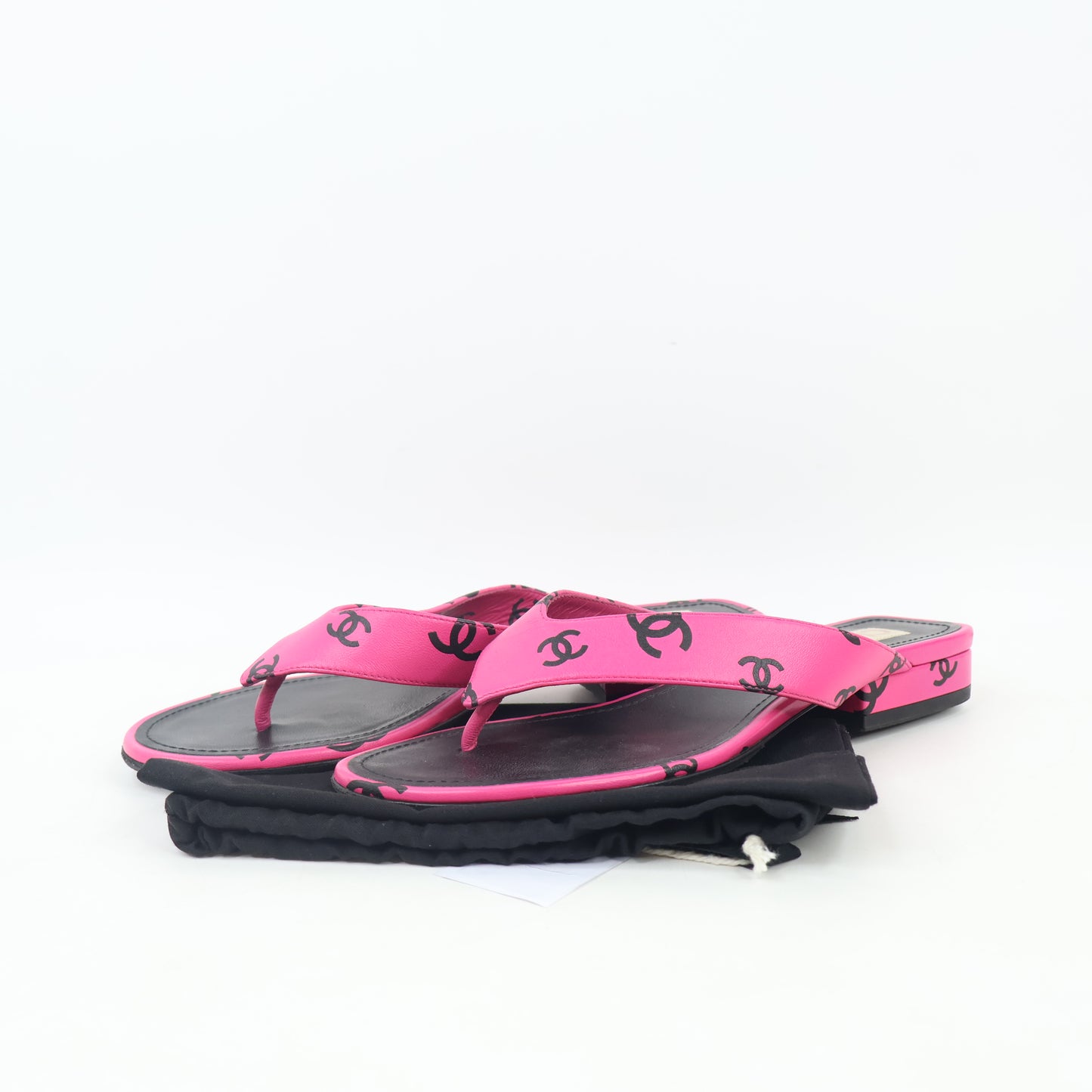 Chanel Sandals Pink CC Black 36.5C