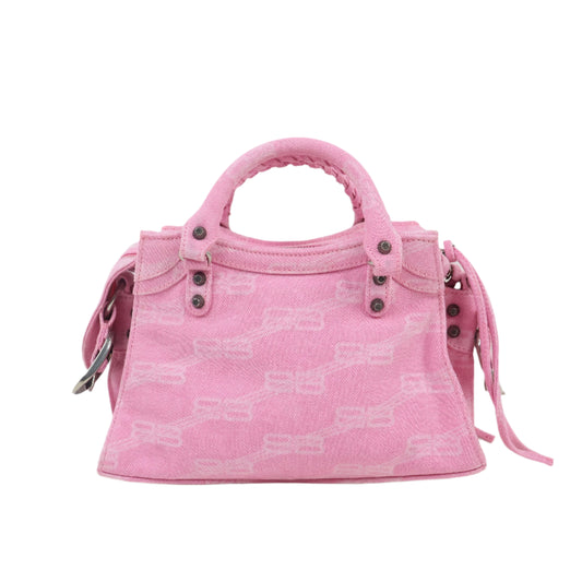 Balenciaga XS Neo Cagole City Denim Pink