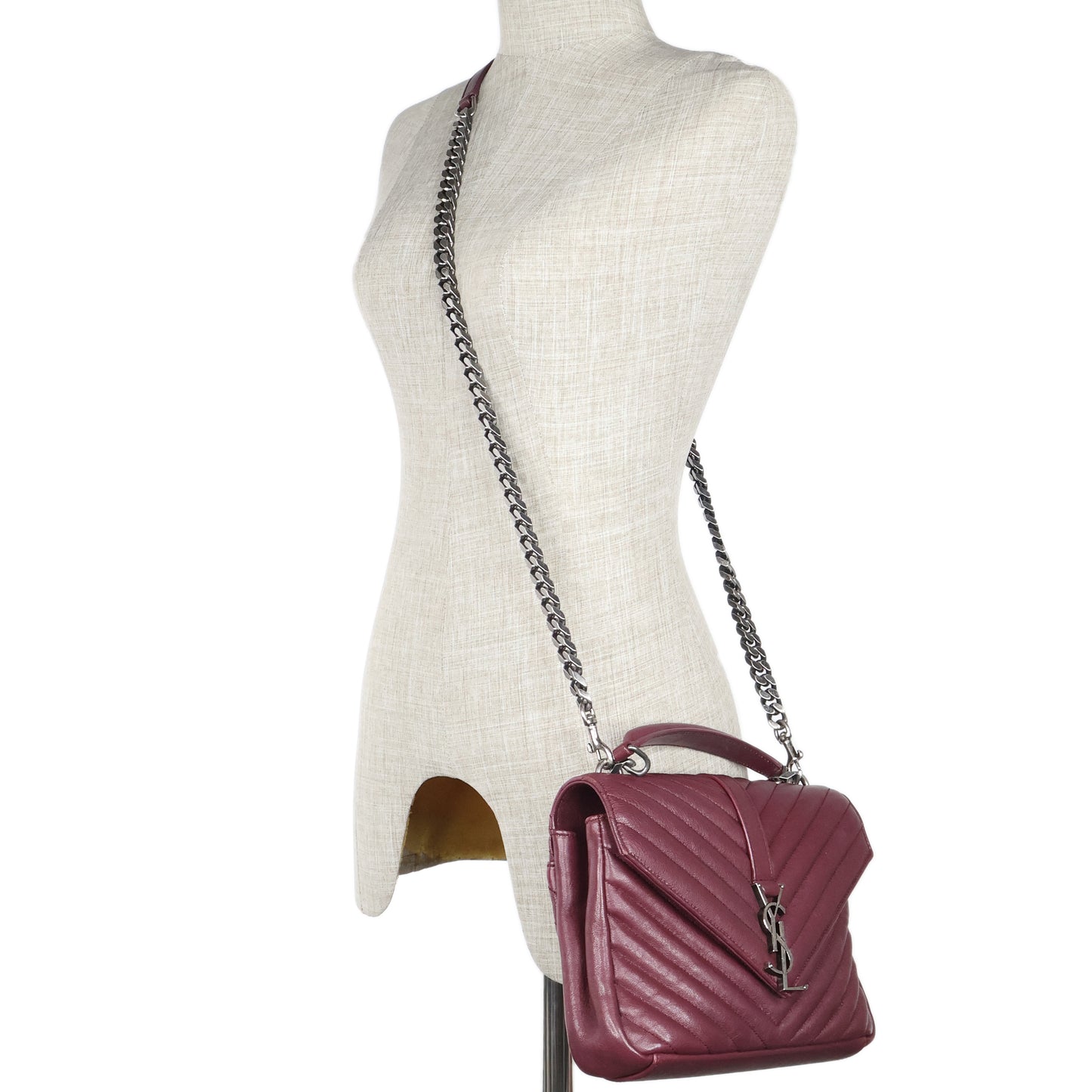 Saint Laurent College Bag Medium Chevron Rouge Legion