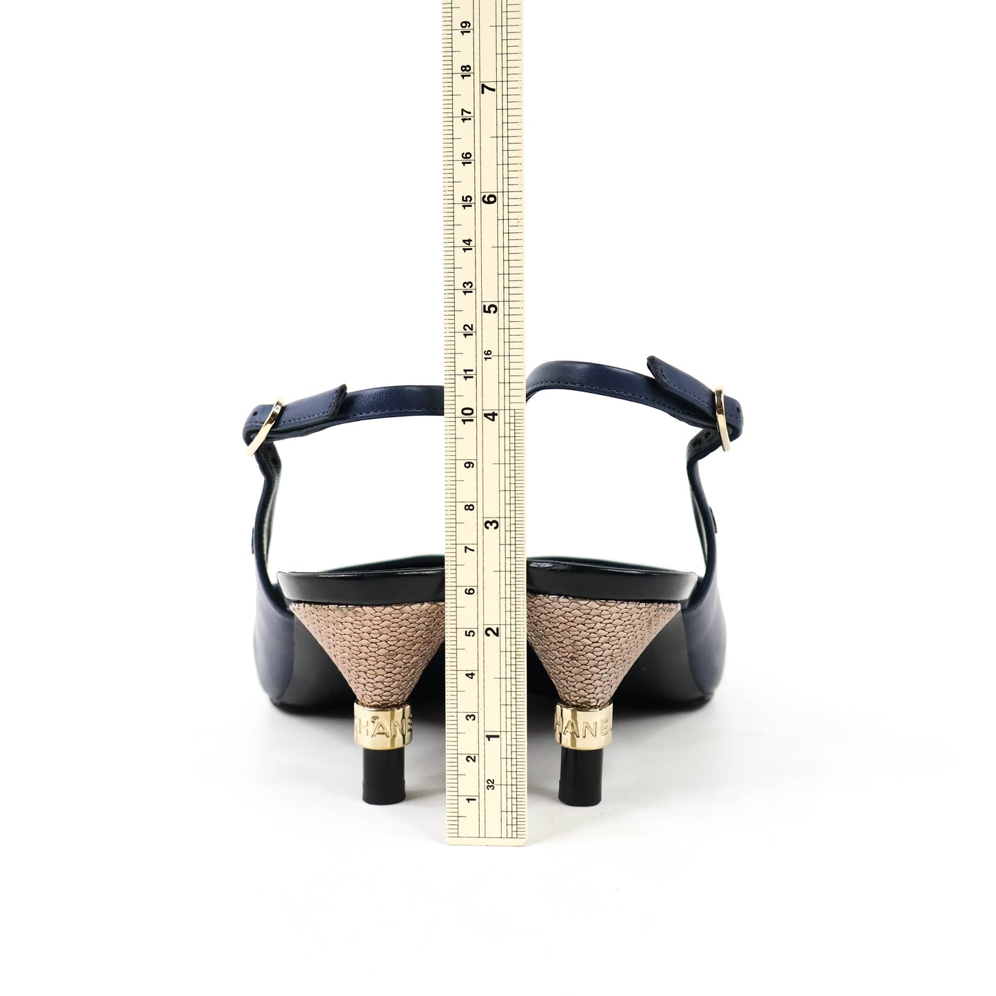 Chanel Sandals Sling Back Navy Black 38