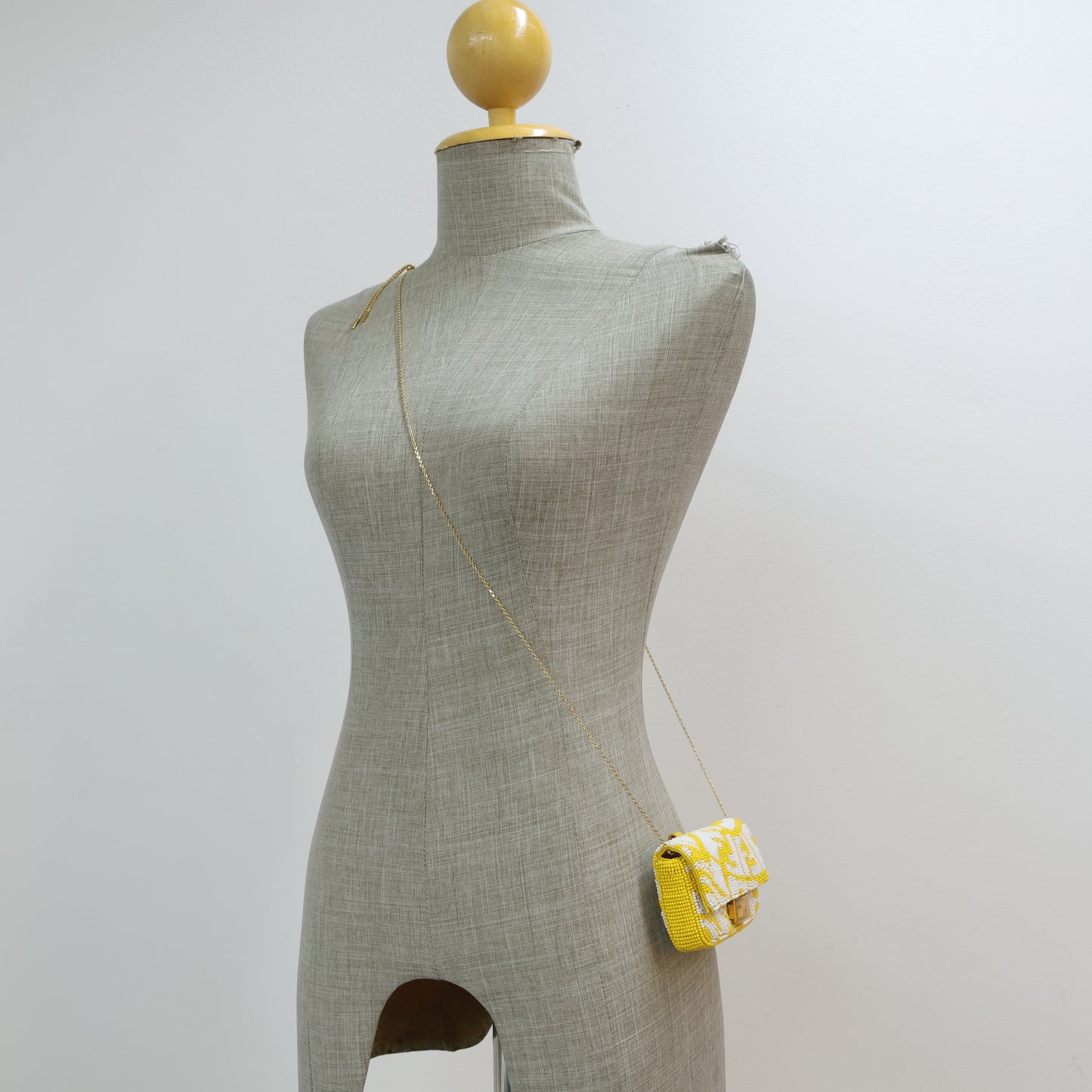 Fendi Nano Baguette Charm Yellow/White