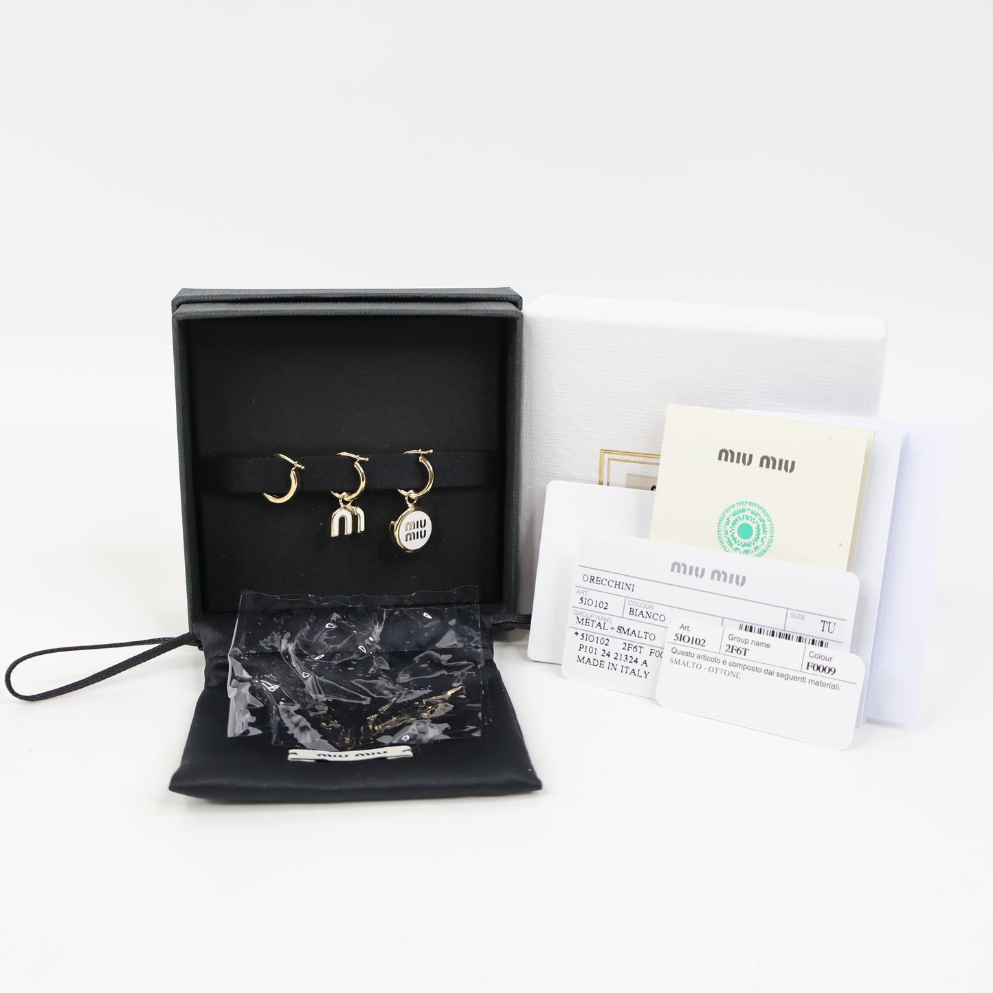 Miu Miu Earrings Set 3 Gold White
