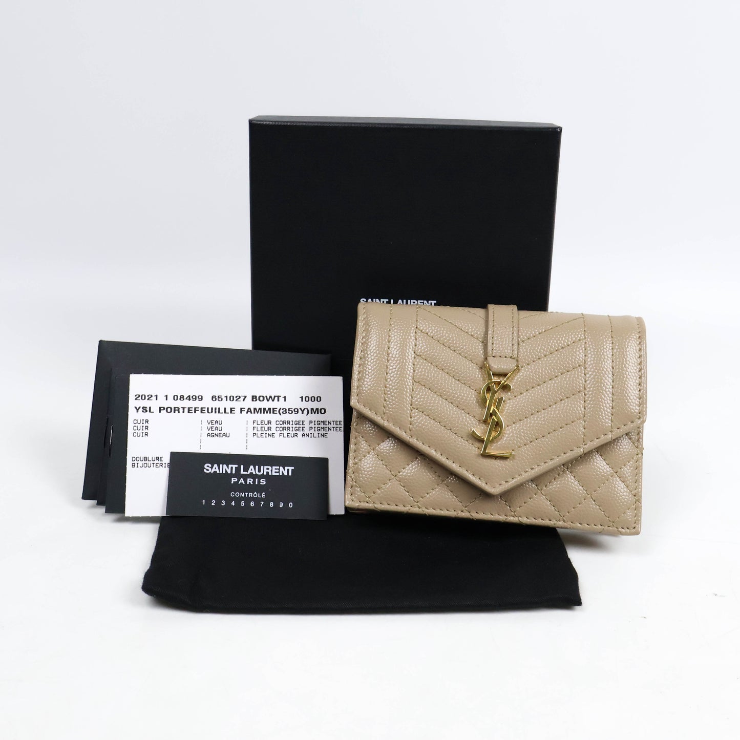 Saint Laurent Small Envelope Grain Dark Beige