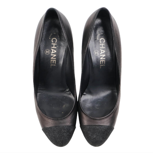 Chanel Pumps Leather Glitter 38